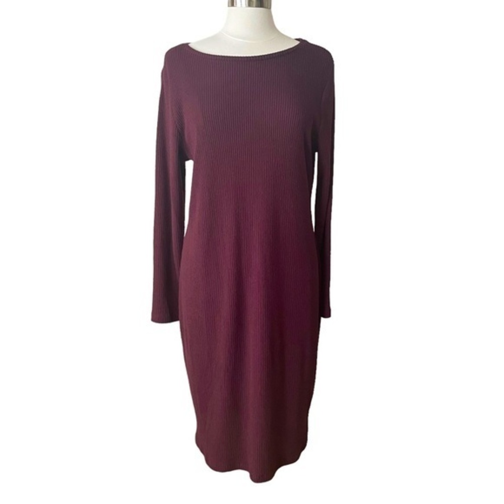 A New Day | Long Sleeve Crewneck Ribbed Knit Burgundy Dress Womens size XXL